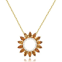 Charles Krypell - Diamond and Citrine Sunflower Pendant in 18K Yellow Gold