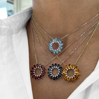 Charles Krypell - Diamond and Citrine Sunflower Pendant in 18K Yellow Gold