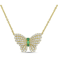Charles Krypell - Diamond and Emerald Monarch Butterfly Pendant in 18K Yellow Gold