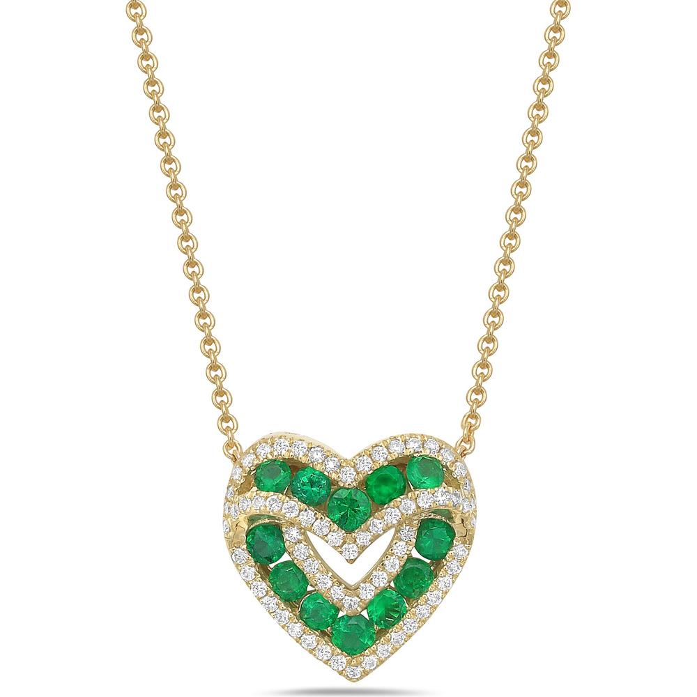 Charles Krypell - Diamond and Emerald Signature Sweetheart Pendant in 18K Yellow Gold