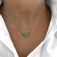 Charles Krypell - Diamond and Emerald Signature Sweetheart Pendant in 18K Yellow Gold