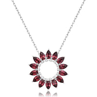 Charles Krypell - Diamond and Garnet Sunflower Pendant in 18K White Gold