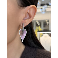 Charles Krypell - Diamond and Pink Sapphire Birdcage Leaf Earrings in 18K White Gold
