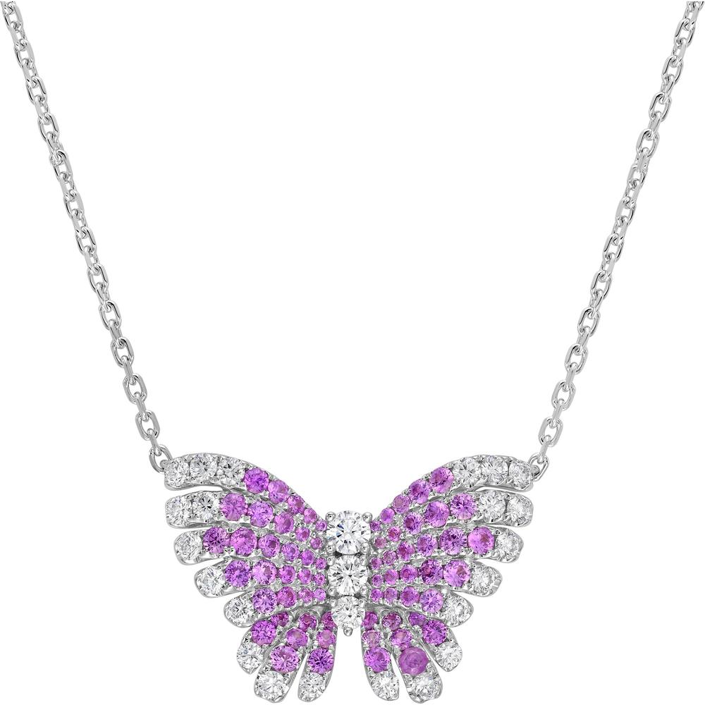 Charles Krypell - Diamond and Pink Sapphire Monarch Butterfly in 18K White Gold