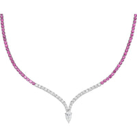 Charles Krypell - Diamond and Pink Sapphire Ombre Hourglass Necklace in 18K White Gold