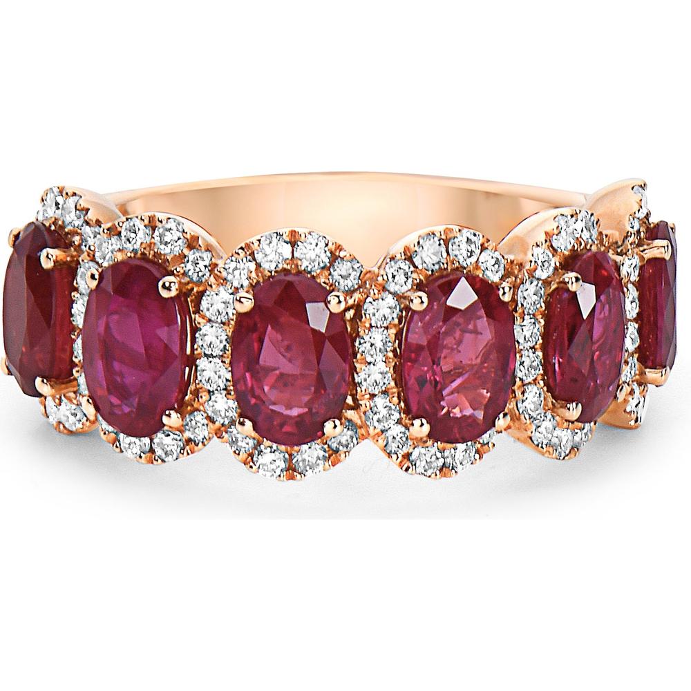 Charles Krypell - Diamond and Ruby Overlap Band in 18K Rose Gold