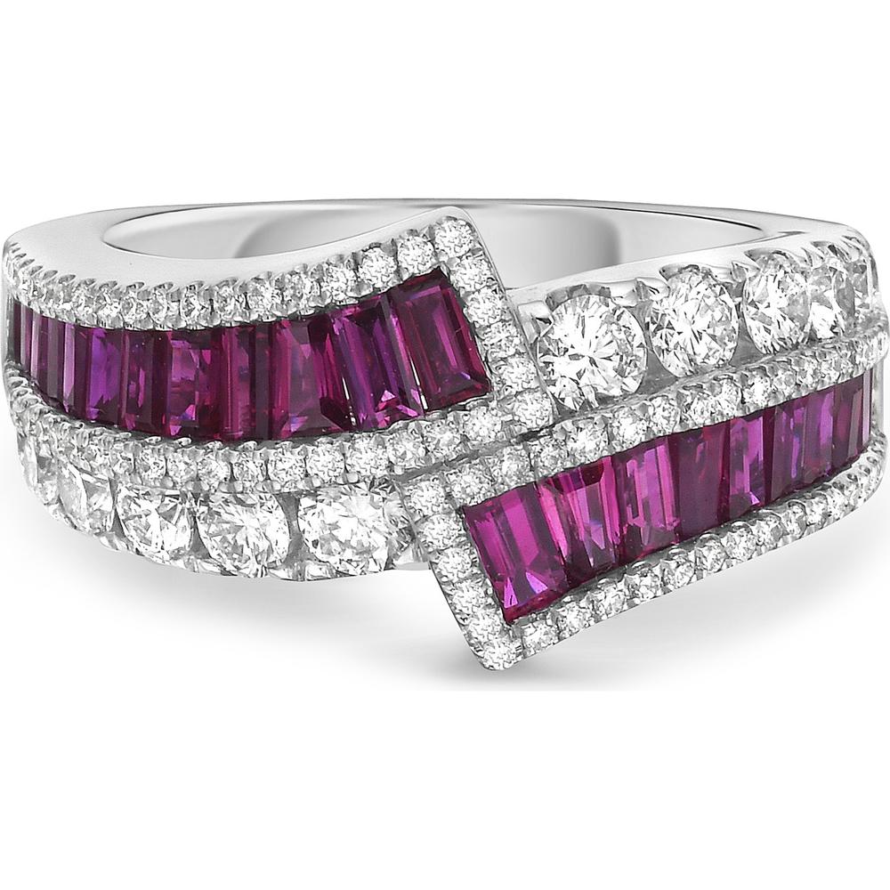 Charles Krypell - Diamond and Ruby Signature Baguette Band in 18K White Gold