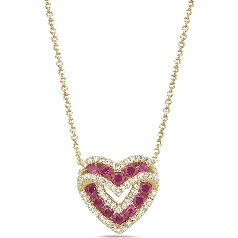 Charles Krypell - Diamond and Ruby Signature Sweetheart Pendant in 18K Yellow Gold