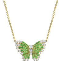 Charles Krypell - Diamond and Tsavorite Monarch Butterfly in 18K Yellow Gold