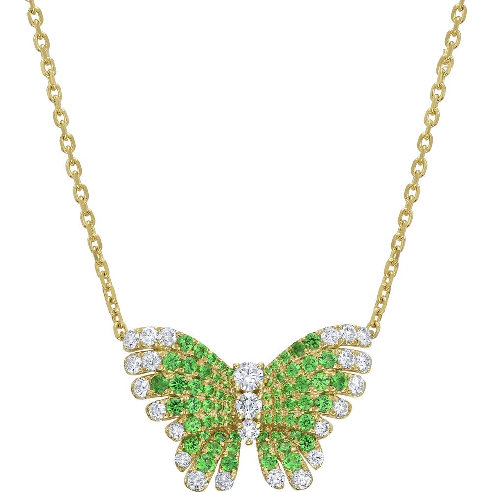 Charles Krypell - Diamond and Tsavorite Monarch Butterfly in 18K Yellow Gold