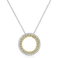 Charles Krypell - Diamond and Yellow Diamond Circle Of Life Pendant in 18K White Gold and Yellow Gold