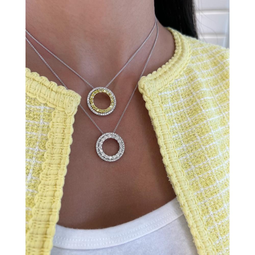 Charles Krypell - Diamond and Yellow Diamond Circle Of Life Pendant in 18K White Gold and Yellow Gold