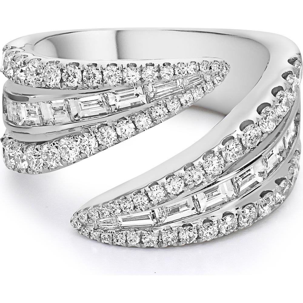 Charles Krypell - Diamond and Yellow Diamond Double Edge Diamond Ring in 18K White Gold and Yellow Gold