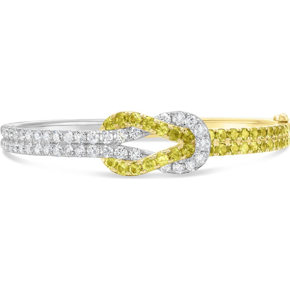 Charles Krypell - Diamond and Yellow Diamond Hercules Knot Bangle in 18K White Gold and Yellow Gold