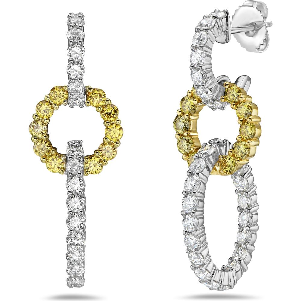Charles Krypell - Diamond and Yellow Diamond Infinity Diamond Drop Earrings in 18K White Gold and Yellow Gold