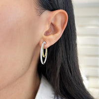 Charles Krypell - Diamond and Yellow Diamond Inside Out Double Diamond Hoop in 18K White Gold