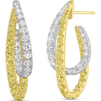 Charles Krypell - Diamond and Yellow Diamond Intertwining Double Hoop in 18K Yellow Gold