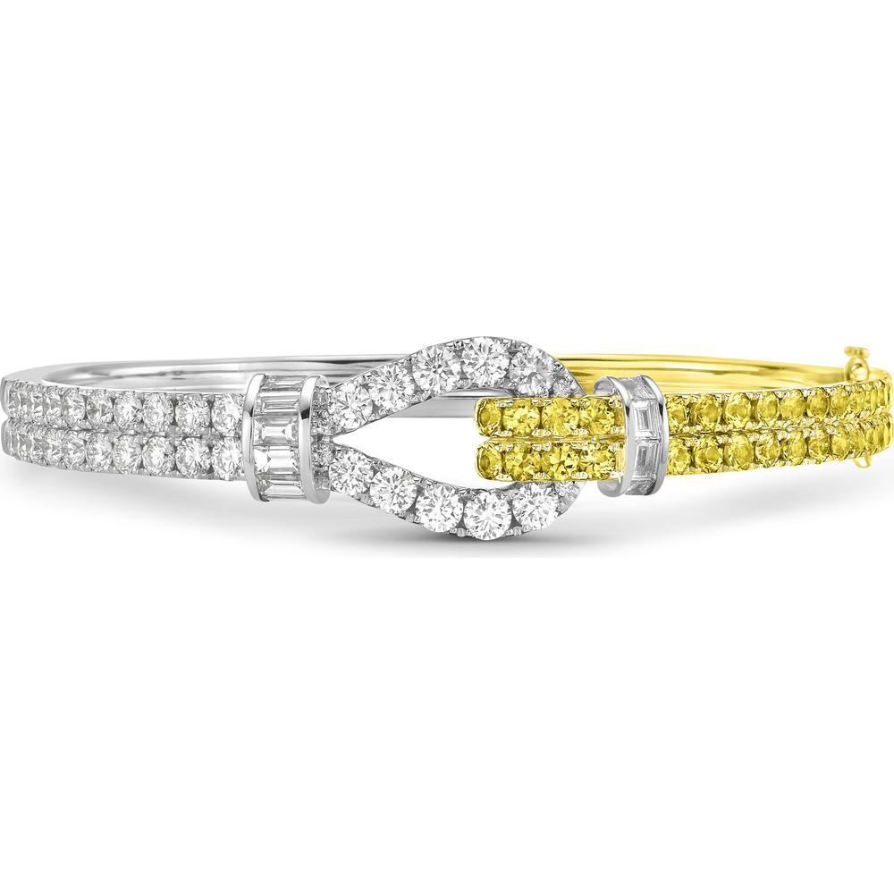 Charles Krypell - Diamond and Yellow Diamond Lasso Bangle in 18K White Gold/Yellow Gold