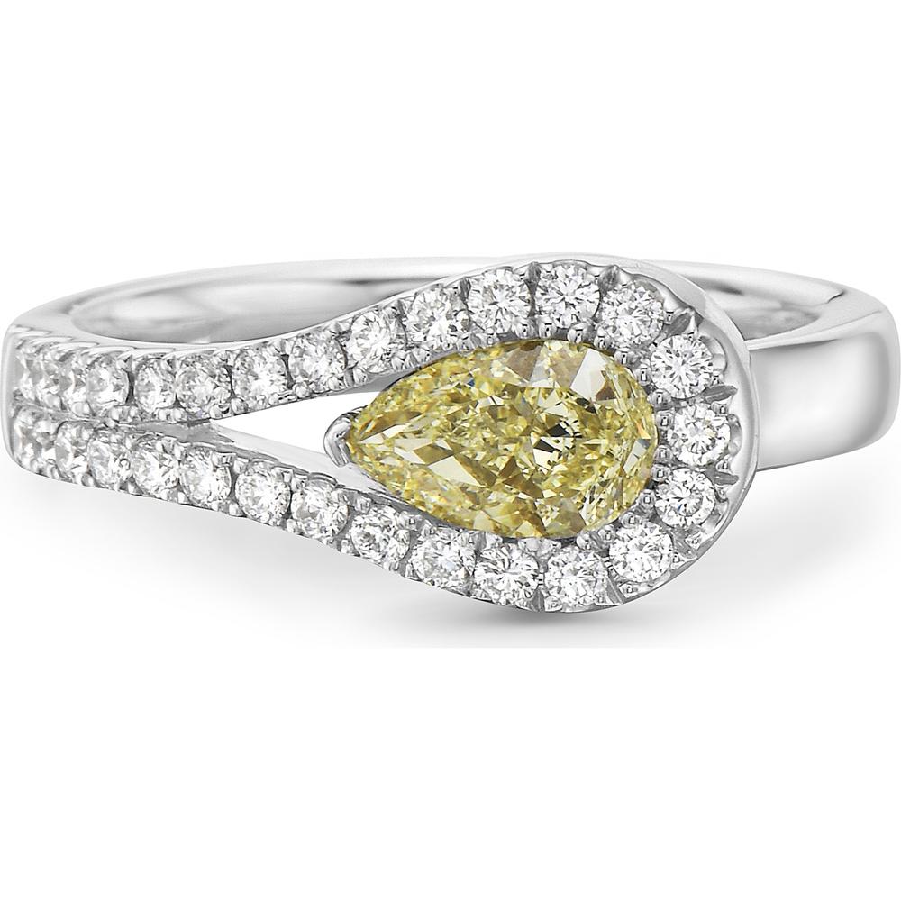 Charles Krypell - Diamond and Yellow Diamond Lasso Ring in 18K White Gold