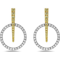 Charles Krypell - Diamond and Yellow Diamond Luna Earrings in 18K White Gold