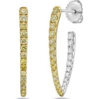 Charles Krypell - Diamond and Yellow Diamond Marquise Shape In and Out Hoop in 18K Yellow Gold
