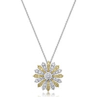 Charles Krypell - Diamond and Yellow Diamond Sunburst Pendant in 18K White Gold and Yellow Gold