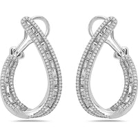 Charles Krypell - Diamond Baguette Arch Earring in 18K White Gold