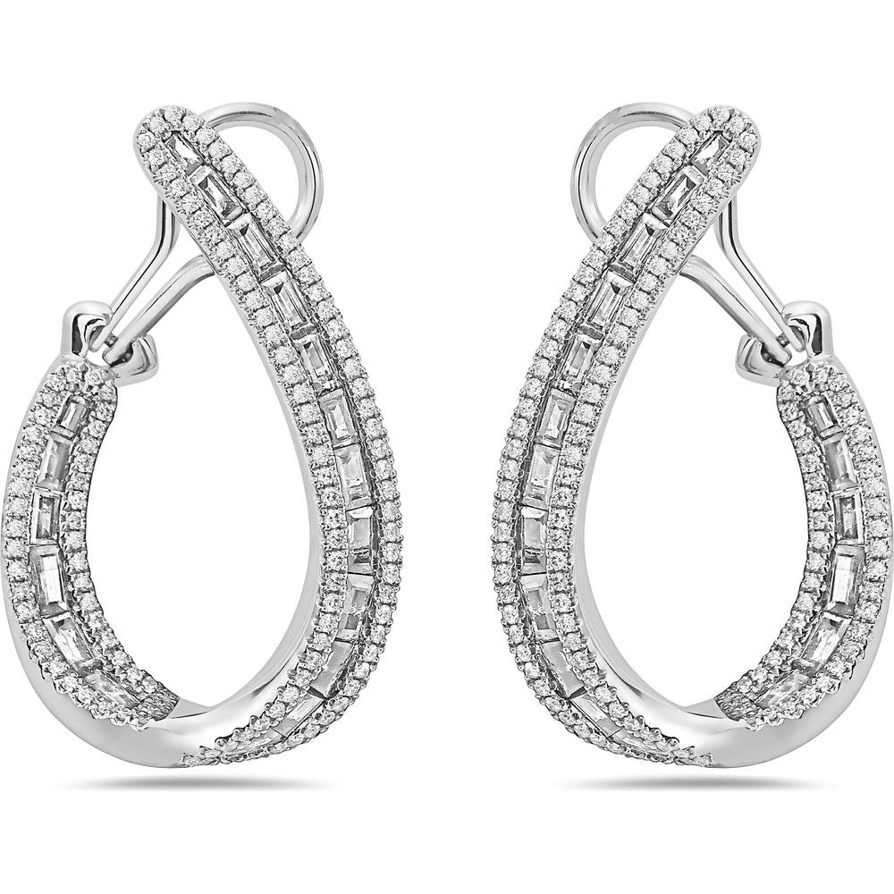 Charles Krypell - Diamond Baguette Arch Earring in 18K White Gold