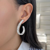 Charles Krypell - Diamond Baguette Arch Earring in 18K White Gold