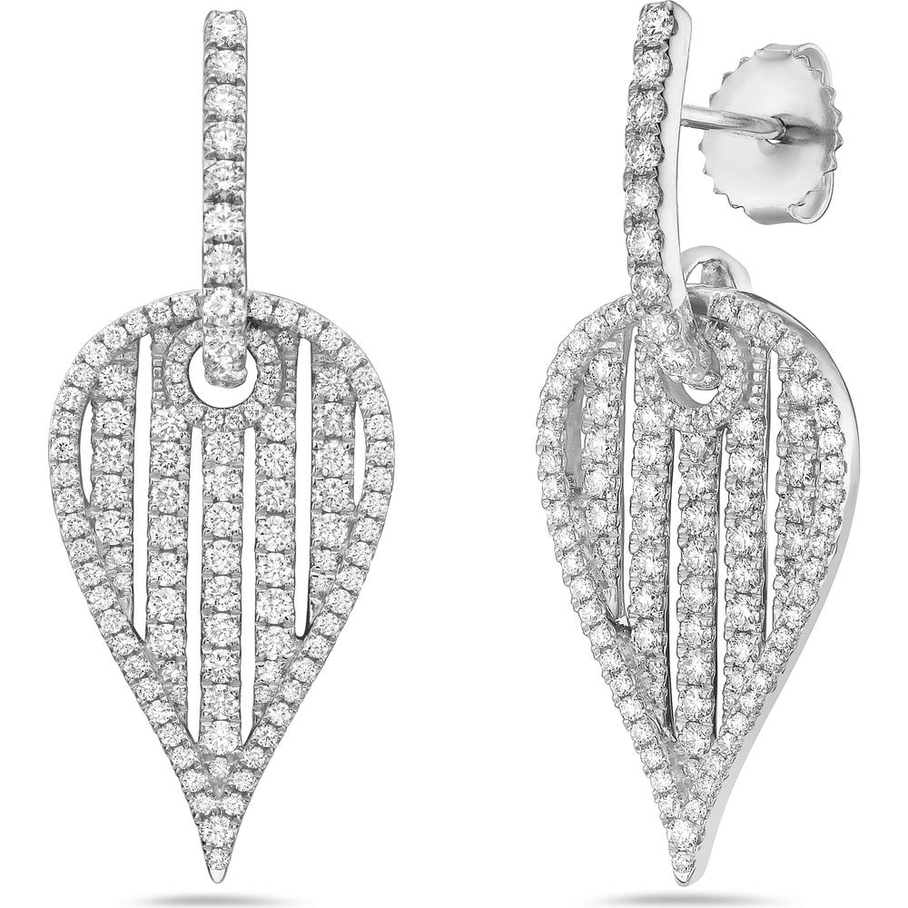 Charles Krypell - Diamond Birdcage Leaf Earrings in 18K White Gold