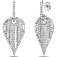 Charles Krypell - Diamond Birdcage Leaf Earrings in 18K White Gold