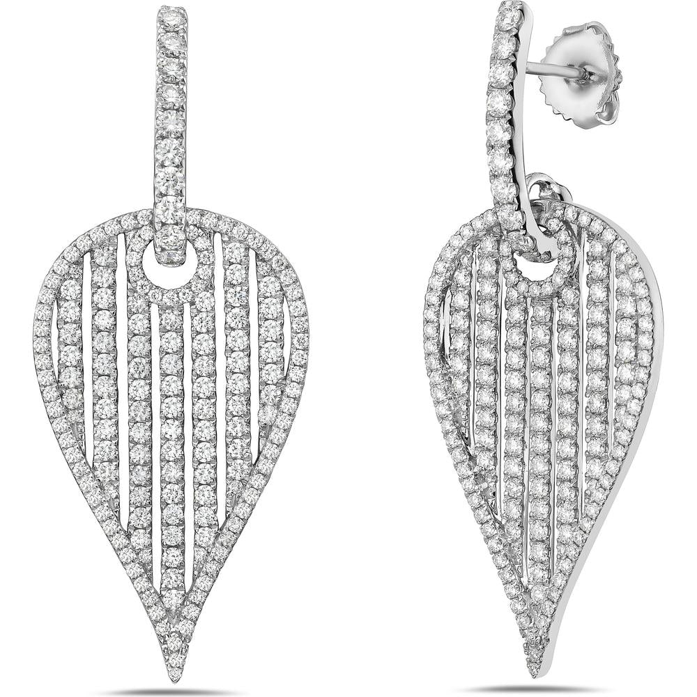 Charles Krypell - Diamond Birdcage Leaf Earrings in 18K White Gold