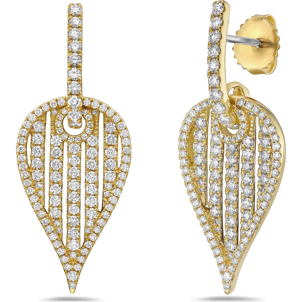 Charles Krypell - Diamond Birdcage Leaf Earrings in 18K Yellow Gold