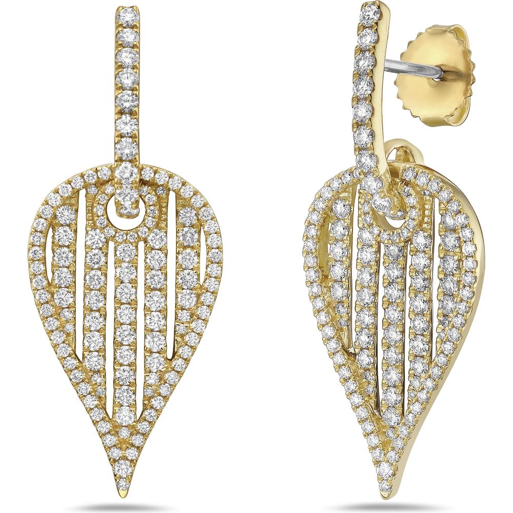 Charles Krypell - Diamond Birdcage Leaf Earrings in 18K Yellow Gold