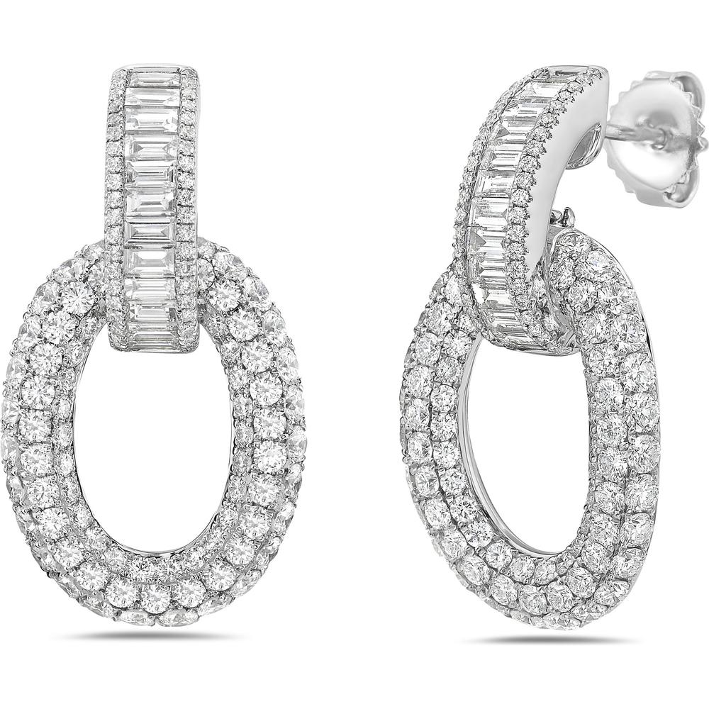 Charles Krypell - Diamond Bridge Door Knocker Earrings in 18K White Gold