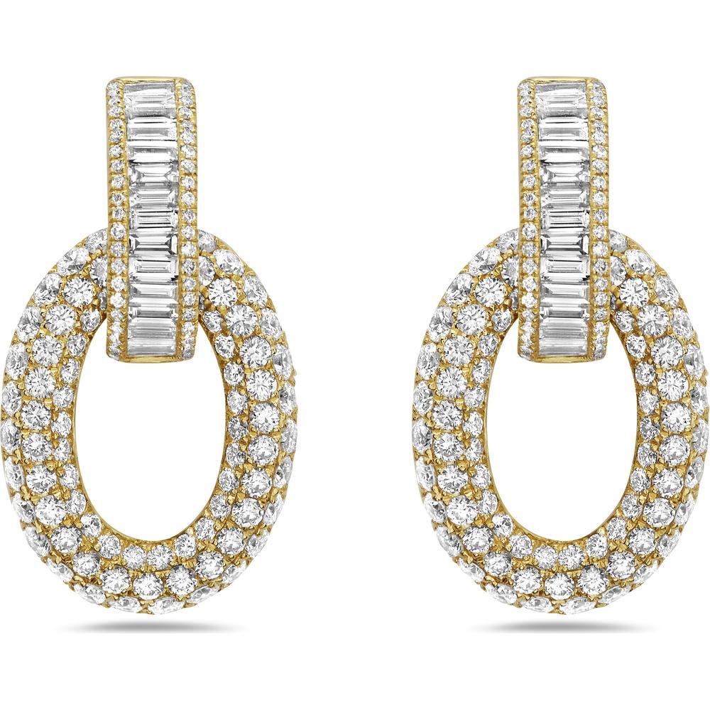 Charles Krypell - Diamond Bridge Door Knocker Earrings in 18K Yellow Gold