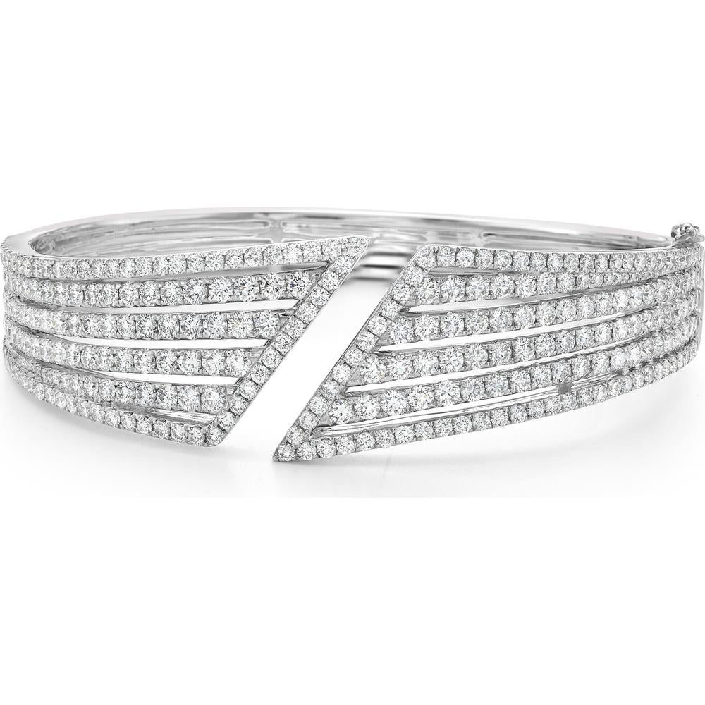 Charles Krypell - Diamond Chevron Bypass Diamond Cuff in 18K White Gold