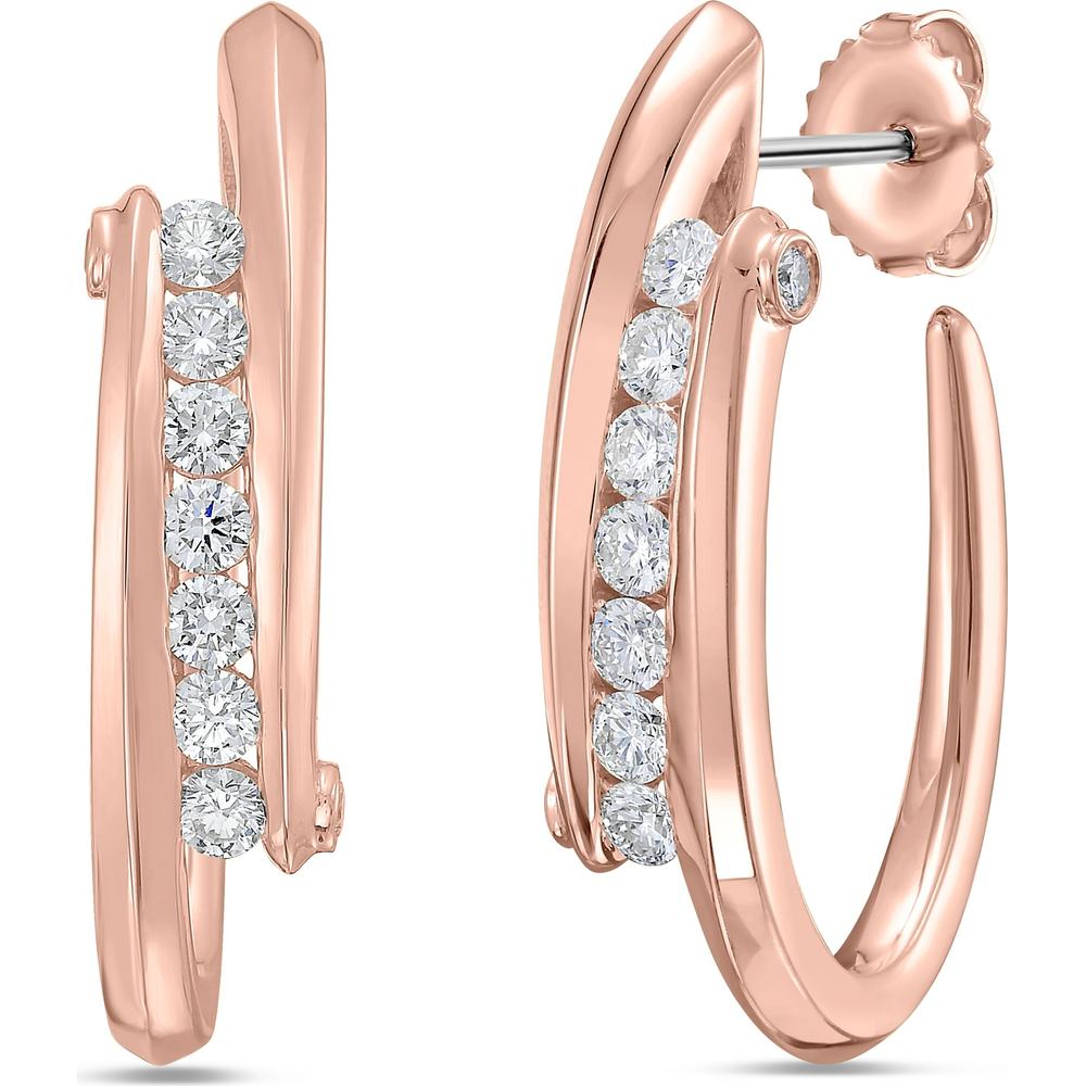 Charles Krypell - Diamond Clutch Hoops in 18K Rose Gold