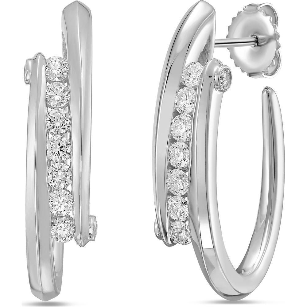 Charles Krypell - Diamond Clutch Hoops in 18K White Gold