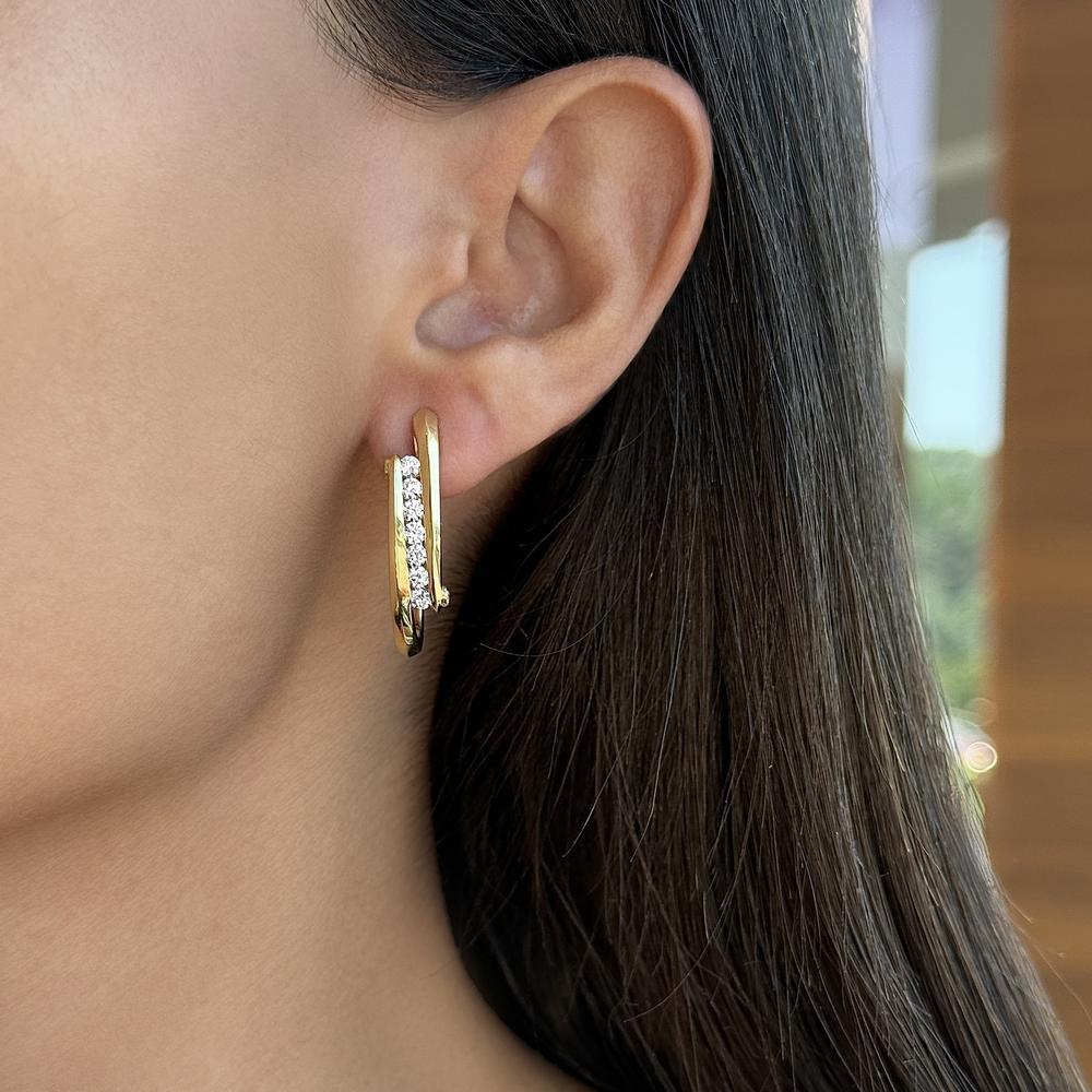 Charles Krypell - Diamond Clutch Hoops in 18K Yellow Gold