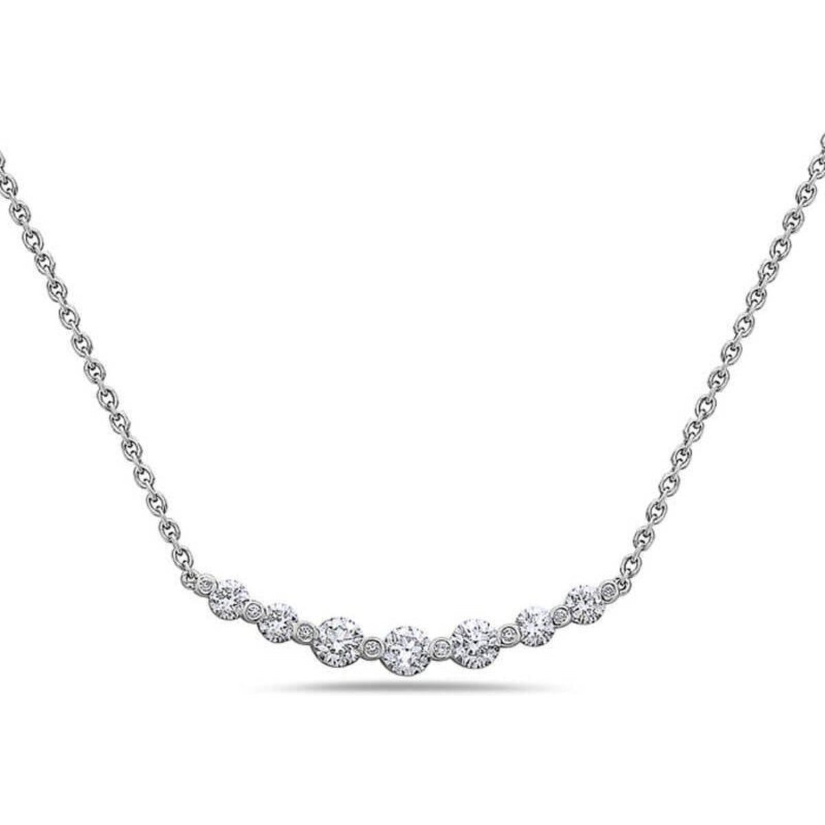 Charles Krypell Diamond Curved Bar Necklace 18kw