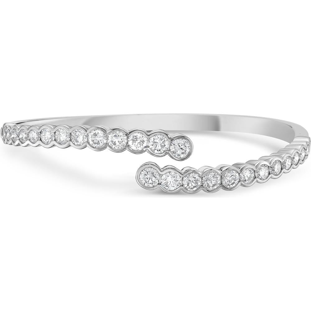Charles Krypell - Diamond Demi Bezel Bypass Cuff in 18K White Gold
