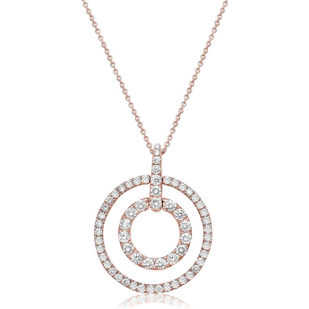 Charles Krypell - Diamond Double Circle Pendant in 18K Rose Gold
