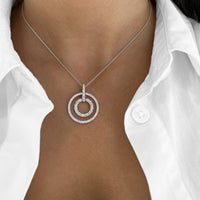 Charles Krypell - Diamond Double Circle Pendant in 18K White Gold