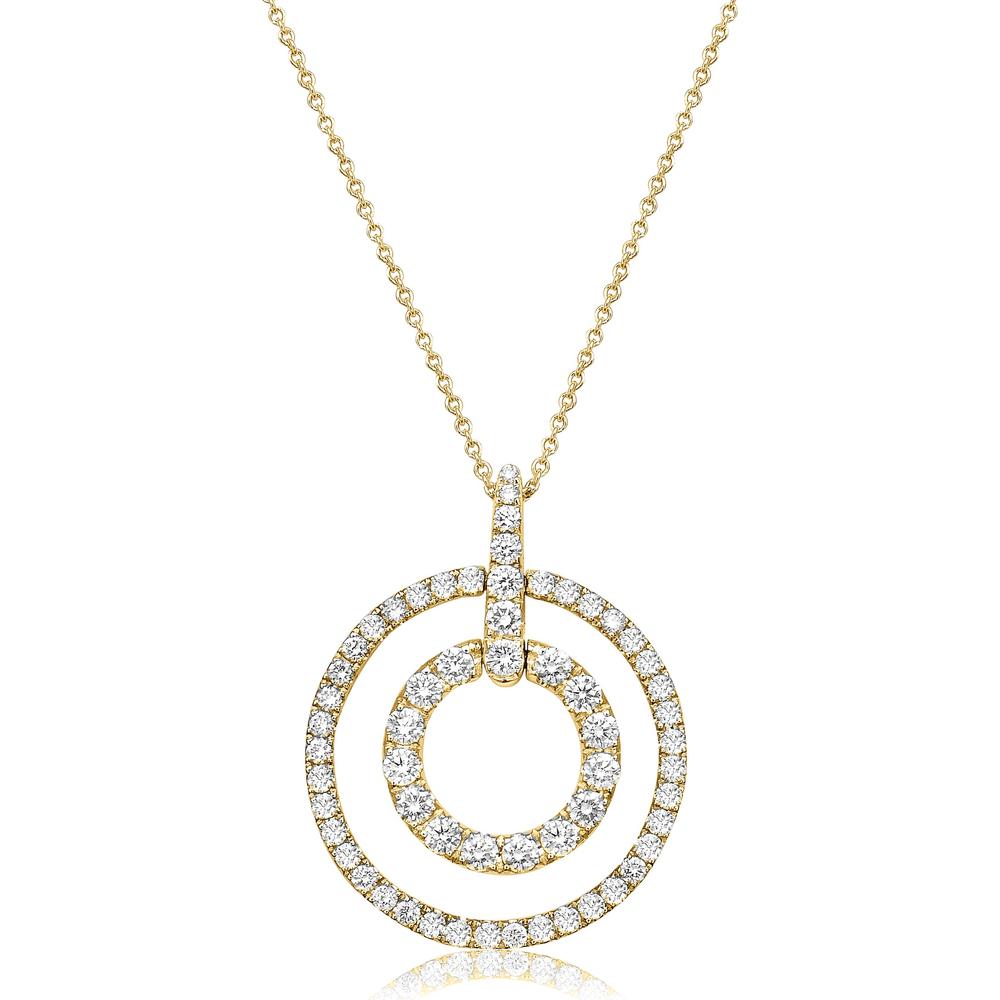 Charles Krypell - Diamond Double Circle Pendant in 18K Yellow Gold