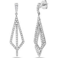 Charles Krypell - Diamond Double Kite Drop Earrings in 18K White Gold
