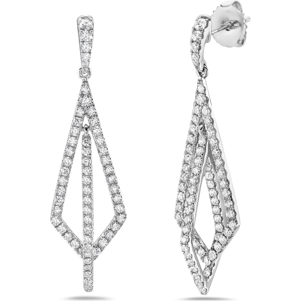 Charles Krypell - Diamond Double Kite Drop Earrings in 18K White Gold
