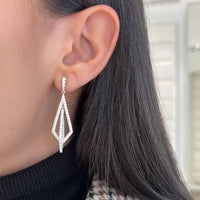 Charles Krypell - Diamond Double Kite Drop Earrings in 18K White Gold