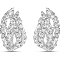 Charles Krypell - Diamond Double Leaf Huggie in 18K White Gold