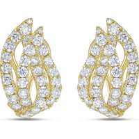Charles Krypell - Diamond Double Leaf Huggie in 18K Yellow Gold